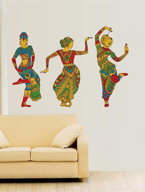 Rawpockets Wall Decals ' Indian Ethnic Dance Combo Decorative Wall Sticker ' Wall stickers (PVC Vinyl) Multicolour - 15733724 - Standard Image - 1