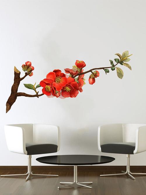 Rawpockets Wall Decals ' Red Flower Tree ' Wall stickers (PVC Vinyl) Multicolour - 15733728 - Standard Image - 1