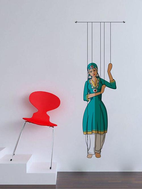 rawpockets wall decals ' bhangra puppet dance ' wall stickers (pvc vinyl) multicolour - 15733734 - Very Small Image - 1