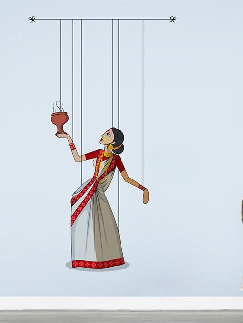 Rawpockets Wall Decals ' Kathak Puppet Dance ' Wall stickers (PVC Vinyl) Multicolour - 15733735 - Standard Image - 1