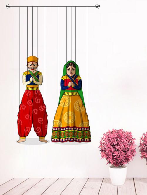 rawpockets wall decals ' puppet pair dance ' wall stickers (pvc vinyl) multicolour - 15733736 - Very Small Image - 1