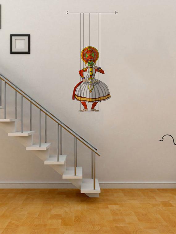 Rawpockets Wall Decals ' Kathakali Puppet Dance ' Wall stickers (PVC Vinyl) Multicolour - 15733738 - Zoom Image - 1