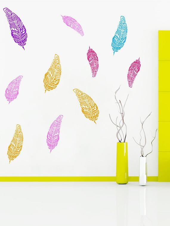 Rawpockets Wall Decals ' Multi Color Feathers ' Wall stickers (PVC Vinyl) Multicolour - 15733742 - Zoom Image - 1