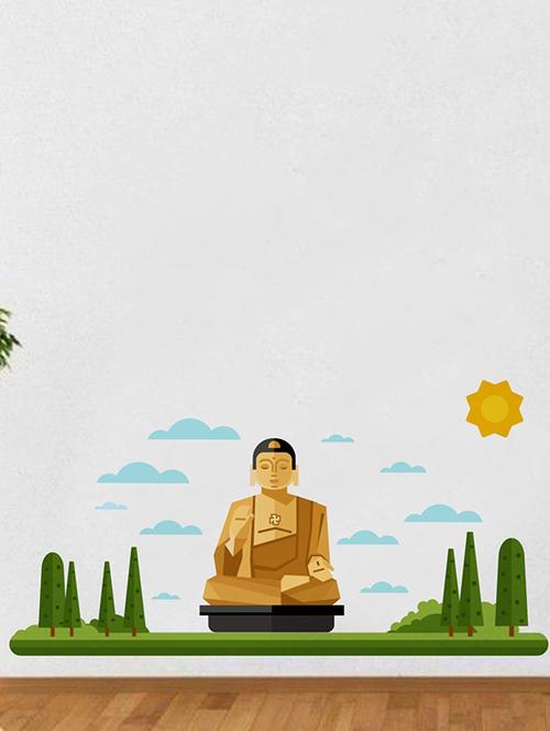 Rawpockets Wall Decals ' Buddha Monument ' Wall stickers (PVC Vinyl) Multicolour - 15733750 - Standard Image - 1