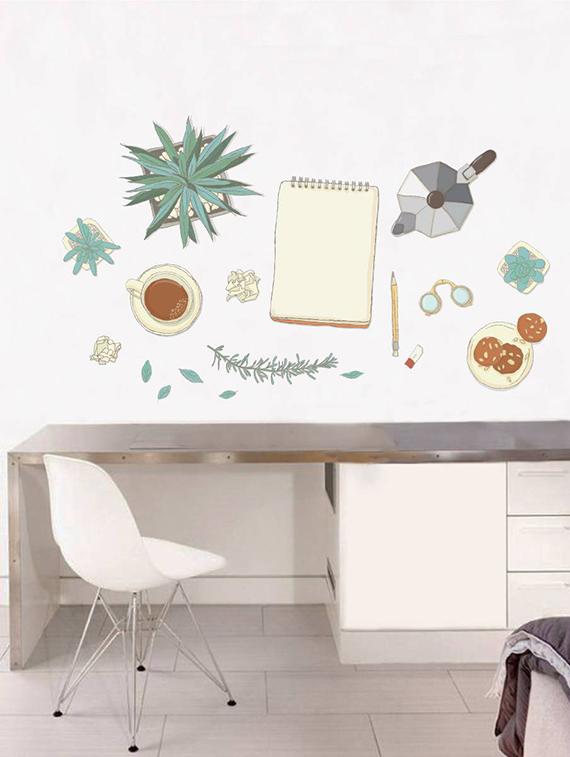 Rawpockets Wall Decals ' Tea Time ' Wall stickers (PVC Vinyl) Multicolour - 15733756 - Zoom Image - 1