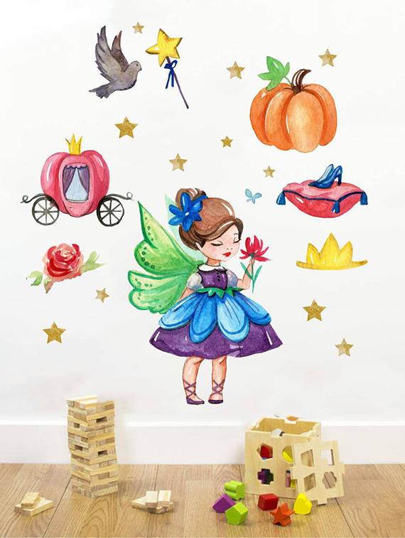 Rawpockets Wall Decals ' Cindrella ' Wall stickers (PVC Vinyl) Multicolour - 15733761 - Zoom Image - 1