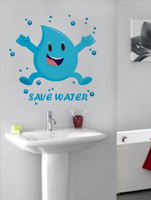 rawpockets wall decals ' save water emoticon ' wall stickers (pvc vinyl) multicolour - 15733768 - Very Small Image - 1