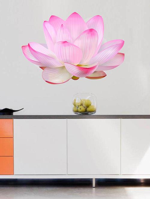 Rawpockets Wall Decals ' Divine Lotus Flower ' Wall stickers (PVC Vinyl) Multicolour - 15733770 - Standard Image - 1