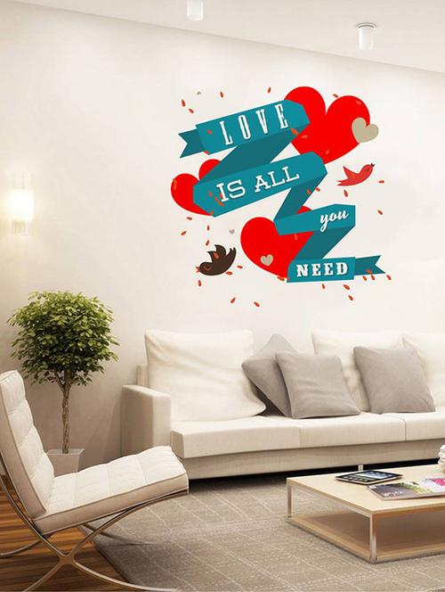 rawpockets wall decals ' love is all we need ' wall stickers (pvc vinyl) multicolour - 15733772 - Very Small Image - 1