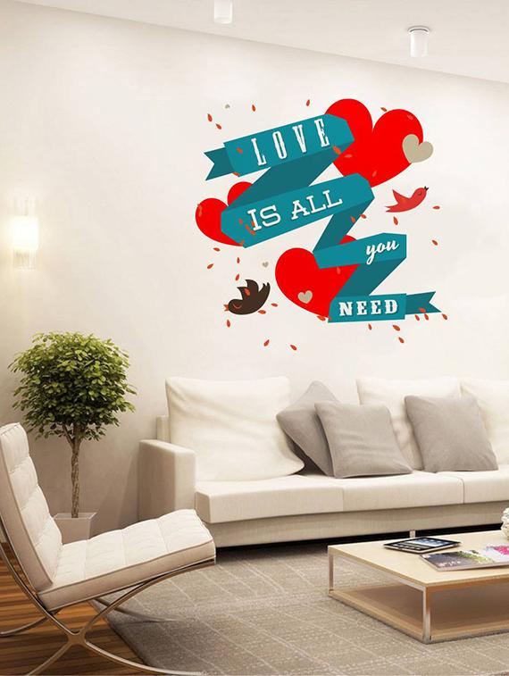 Rawpockets Wall Decals ' Love is All We Need ' Wall stickers (PVC Vinyl) Multicolour - 15733772 - Zoom Image - 1
