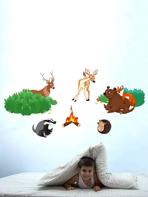 rawpockets wall decals ' jungle story ' wall stickers (pvc vinyl) multicolour - 15733774 - Very Small Image - 1