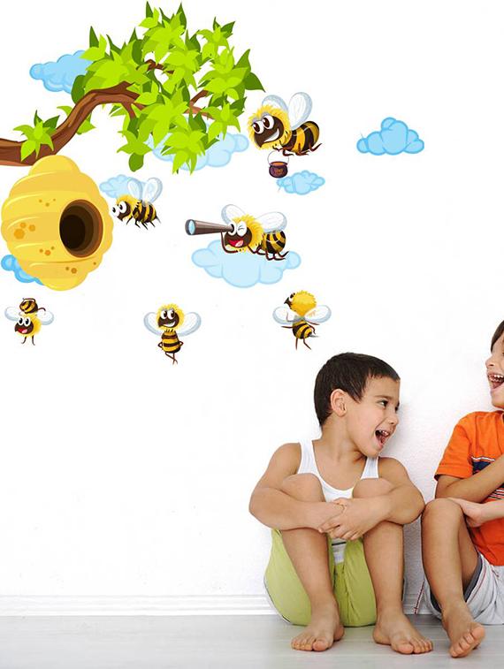 Rawpockets Wall Decals ' Bee Story ' Wall stickers (PVC Vinyl) Multicolour - 15733775 - Zoom Image - 1