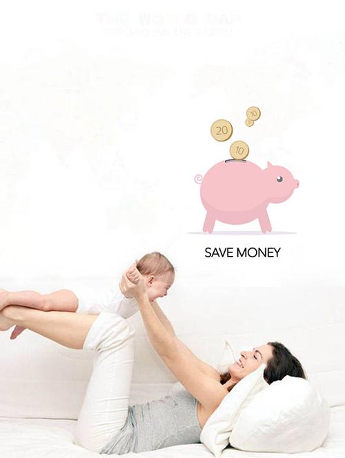 Rawpockets Wall Decals ' Save Money Cartoon ' Wall stickers (PVC Vinyl) Multicolour - 15733784 - Standard Image - 1
