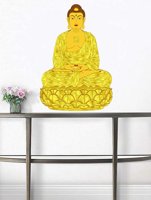 Rawpockets Wall Decals ' God Buddha Meditation ' Wall stickers (PVC Vinyl) Multicolour - 15733793 - Standard Image - 1