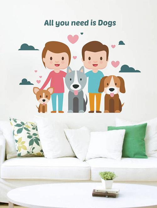 Rawpockets Wall Decals ' All You Need is Dogs ' Wall stickers (PVC Vinyl) Multicolour - 15733804 - Standard Image - 1