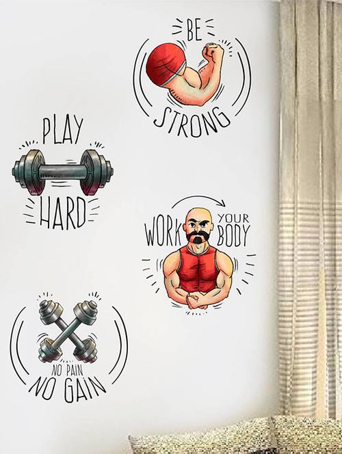 Rawpockets Wall Decals ' Gym Quotes Combo ' Wall stickers (PVC Vinyl) Multicolour - 15733809 - Standard Image - 1