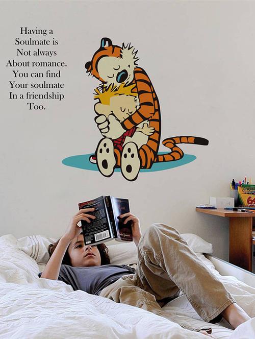 Rawpockets Wall Decals ' Calvin and Hobbes Quote About Friendship ' Wall stickers (PVC Vinyl) Multicolour - 15733815 - Standard Image - 1