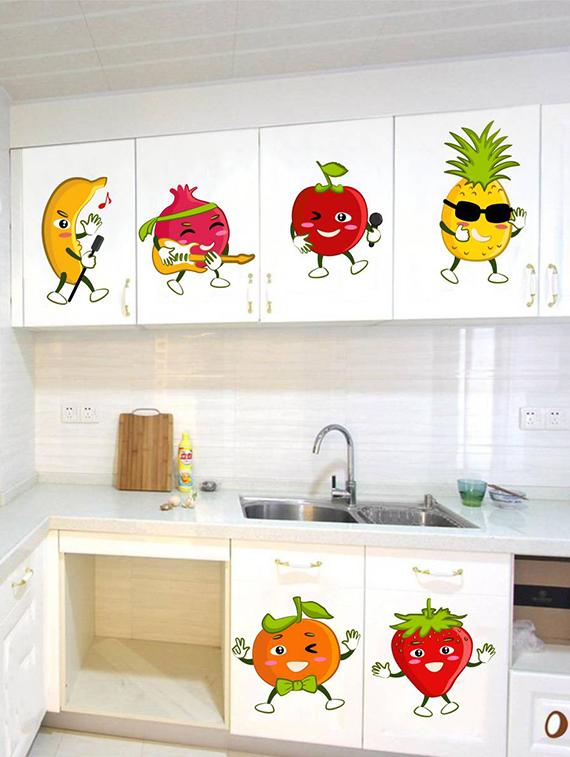 Rawpockets Wall Decals ' Fruits Cartoon ' Wall stickers (PVC Vinyl) Multicolour - 15733818 - Zoom Image - 1