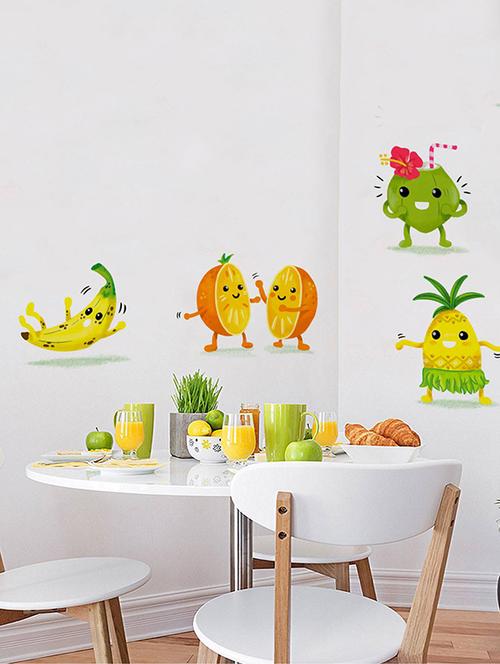 Rawpockets Wall Decals ' Funny Fruits Cartoon ' Wall stickers (PVC Vinyl) Multicolour - 15733824 - Standard Image - 1