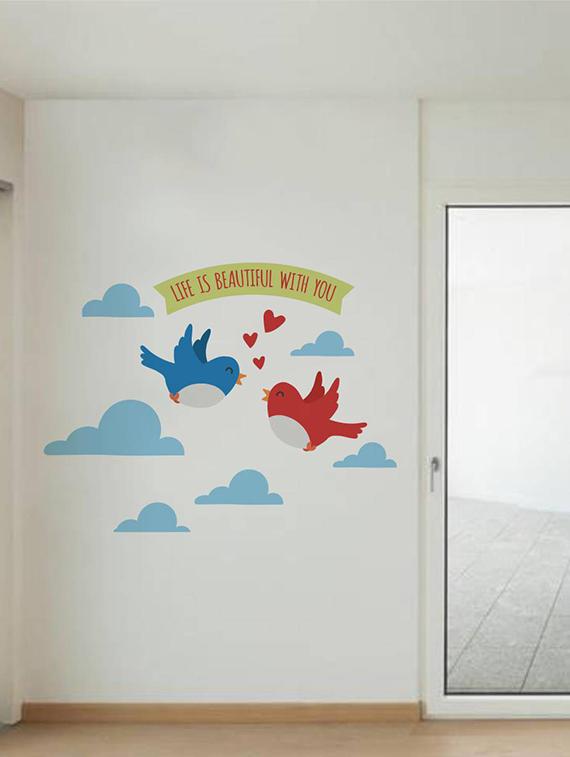 Rawpockets Wall Decals ' Life is Beautiful With You Quote ' Wall stickers (PVC Vinyl) Multicolour - 15733828 - Zoom Image - 1