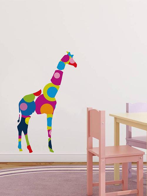 rawpockets wall decals ' living room : colorful giraffe ' wall stickers (pvc vinyl) multicolour - 15733829 - Very Small Image - 1
