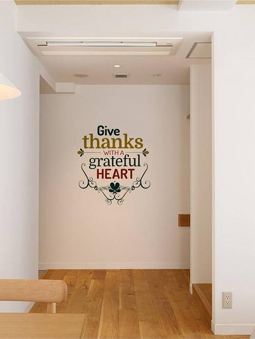 Rawpockets Wall Decals ' Give Thanks With a Greatful Heart - Quote ' Wall stickers (PVC Vinyl) Multicolour - 15733832 - Standard Image - 1