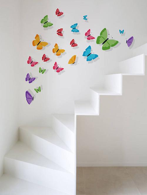 Rawpockets Wall Decals ' Living Room : Colorful Butterfly ' Wall stickers (PVC Vinyl) Multicolour - 15733834 - Standard Image - 1