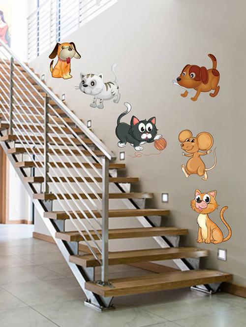 Rawpockets Wall Decals ' Kids Room : Pet Animals Stickers ' Wall stickers (PVC Vinyl) Multicolour - 15733839 - Standard Image - 1
