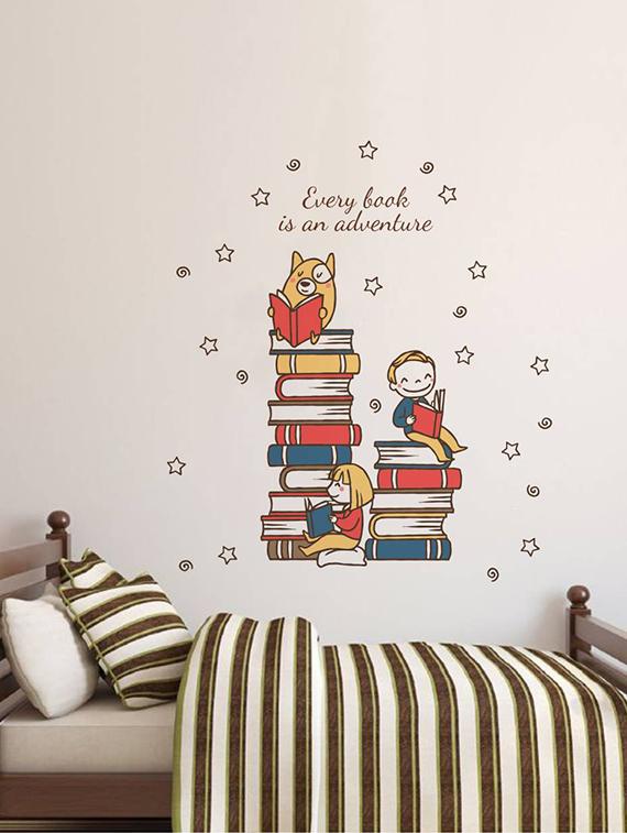 Rawpockets Wall Decals ' Study Room : Every Book is an Adventure Quote ' Wall stickers (PVC Vinyl) Multicolour - 15733840 - Zoom Image - 1