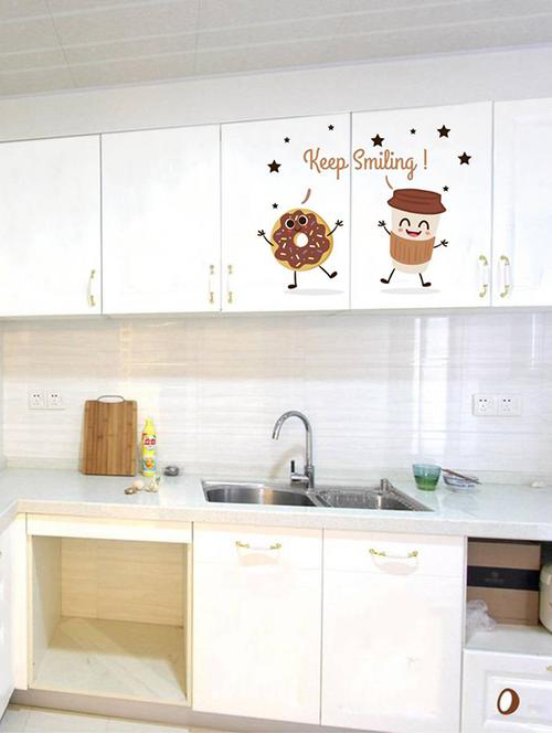 Rawpockets Wall Decals ' Kitchen Room : Keep Smiling ' Wall stickers (PVC Vinyl) Multicolour - 15733842 - Standard Image - 1