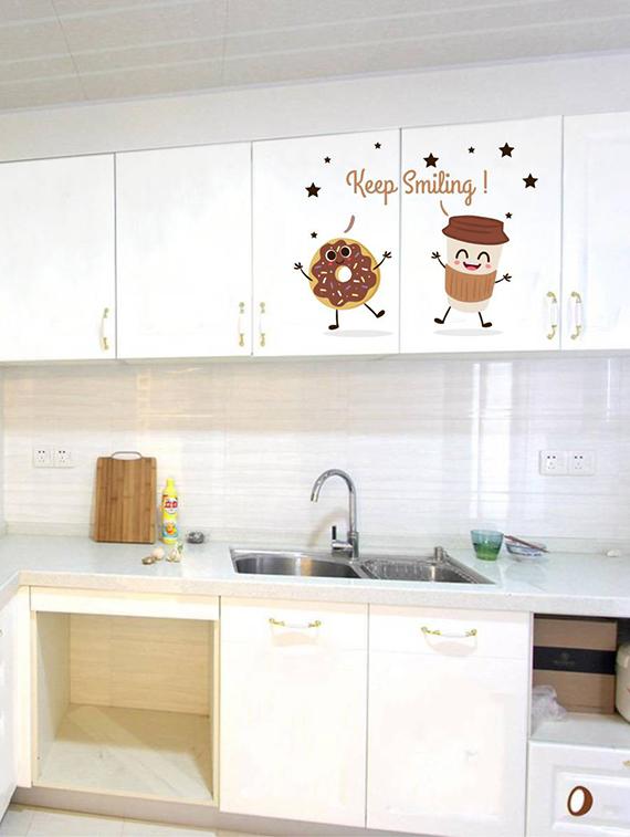 Rawpockets Wall Decals ' Kitchen Room : Keep Smiling ' Wall stickers (PVC Vinyl) Multicolour - 15733842 - Zoom Image - 1