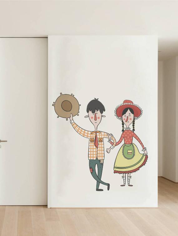 Rawpockets Wall Decals ' Couple Farmer ' Wall stickers (PVC Vinyl) Multicolour - 15733844 - Zoom Image - 1