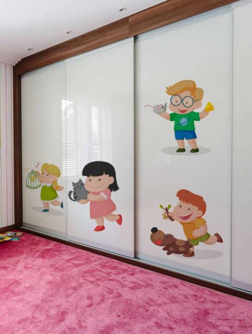 Rawpockets Wall Decals ' Kids Room : Kids Playing with Animals ' Wall stickers (PVC Vinyl) Multicolour - 15733846 - Standard Image - 1