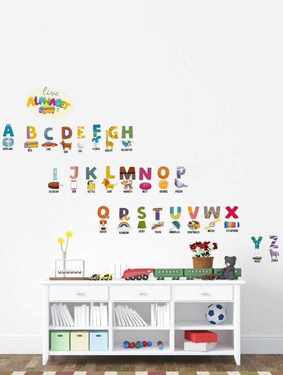 Rawpockets Wall Decals ' Live Alphabets for Kids ' Wall stickers (PVC Vinyl) Multicolour - 15733850 - Zoom Image - 1