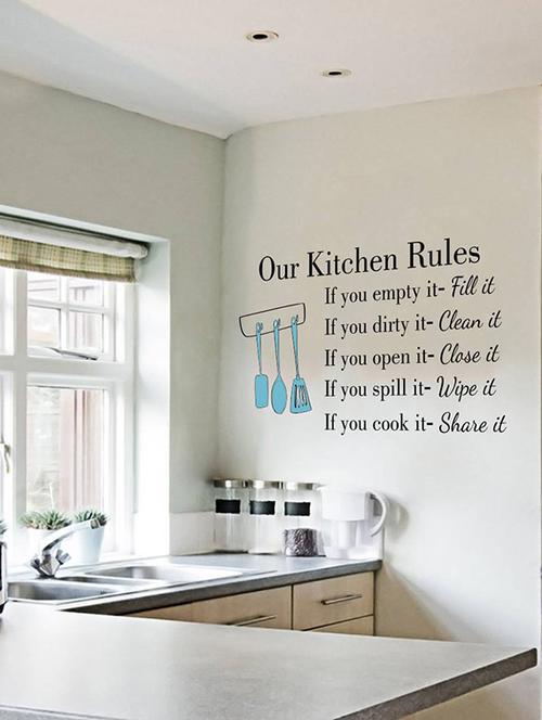 Rawpockets Wall Decals ' Our Kitchen Rules ' Wall stickers (PVC Vinyl) Multicolour - 15733858 - Standard Image - 1