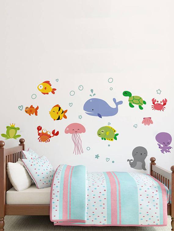 Rawpockets Wall Decals ' Kids Room : Under Water Aquarium ' Wall stickers (PVC Vinyl) Multicolour - 15733862 - Zoom Image - 1