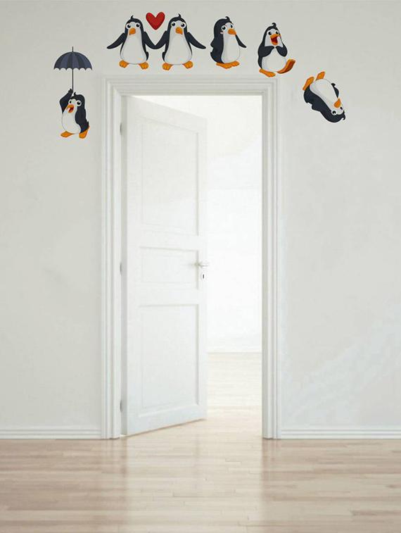 Rawpockets Wall Decals ' Living Room : Funny Penguins ' Wall stickers (PVC Vinyl) Multicolour - 15733863 - Zoom Image - 1