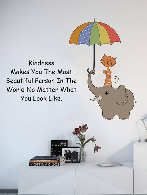 Rawpockets Wall Decals ' Kindness Quote and Cartoon ' Wall stickers (PVC Vinyl) Multicolour - 15733868 - Standard Image - 1