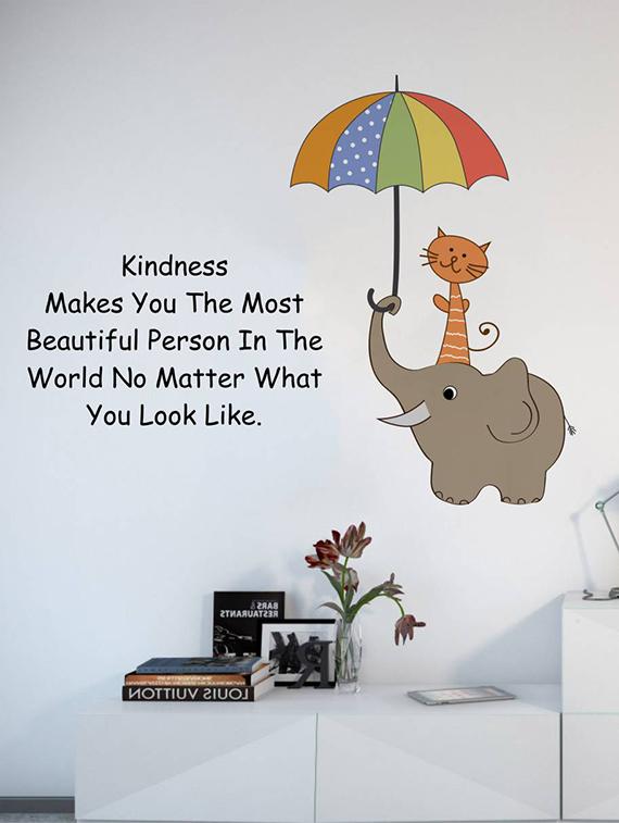 Rawpockets Wall Decals ' Kindness Quote and Cartoon ' Wall stickers (PVC Vinyl) Multicolour - 15733868 - Zoom Image - 1