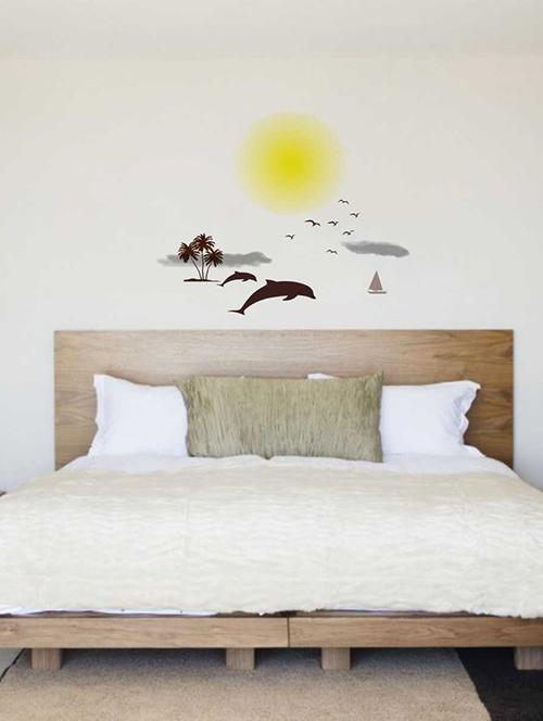 Rawpockets Wall Decals ' Beach and Sunset Story ' Wall stickers (PVC Vinyl) Multicolour - 15733869 - Standard Image - 1