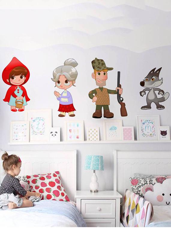 Rawpockets Wall Decals ' Little Red Riding Hood Story ' Wall stickers (PVC Vinyl) Multicolour - 15733871 - Zoom Image - 1