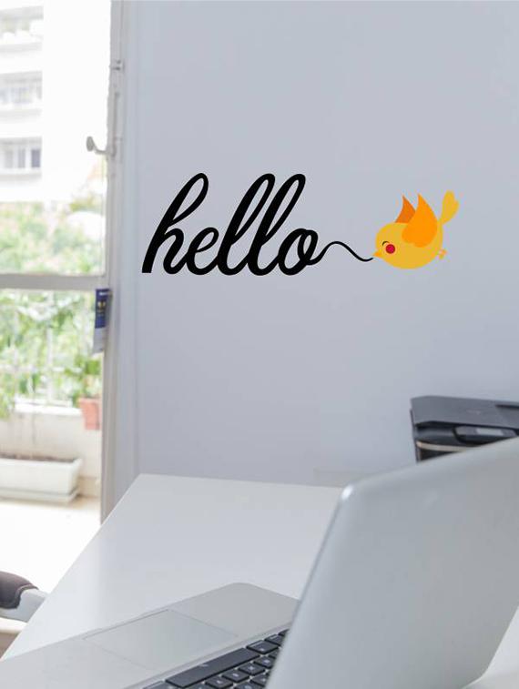Rawpockets Wall Decals ' Hello Bird ' Wall stickers (PVC Vinyl) Multicolour - 15733874 - Zoom Image - 1