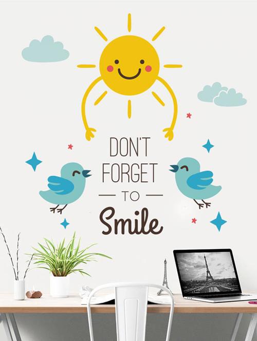 Rawpockets Wall Decals ' Don't Forget To Smile ' Wall stickers (PVC Vinyl) Multicolour - 15733875 - Standard Image - 1