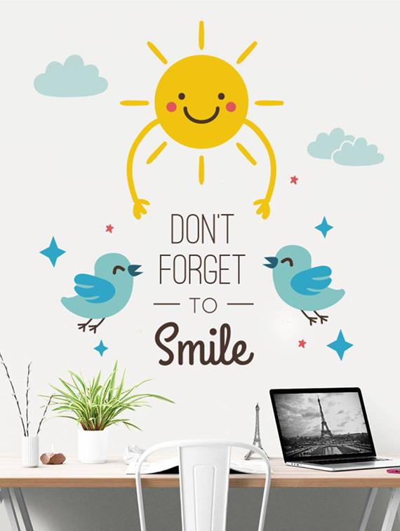 Rawpockets Wall Decals ' Don't Forget To Smile ' Wall stickers (PVC Vinyl) Multicolour - 15733875 - Zoom Image - 1