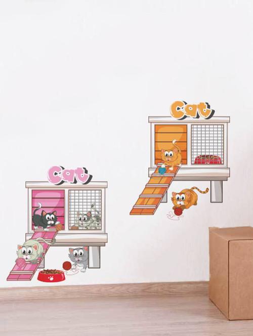Rawpockets Wall Decals ' Cat House ' Wall stickers (PVC Vinyl) Multicolour - 15733876 - Standard Image - 1