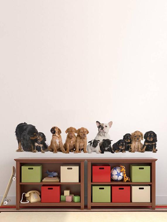 Rawpockets Wall Decals ' Living Room Group Of Dogs ' Wall stickers (PVC Vinyl) Multicolour - 15733878 - Zoom Image - 1