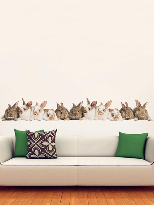 Rawpockets Wall Decals ' Living Room Rabbit Group ' Wall stickers (PVC Vinyl) Multicolour - 15733880 - Standard Image - 1