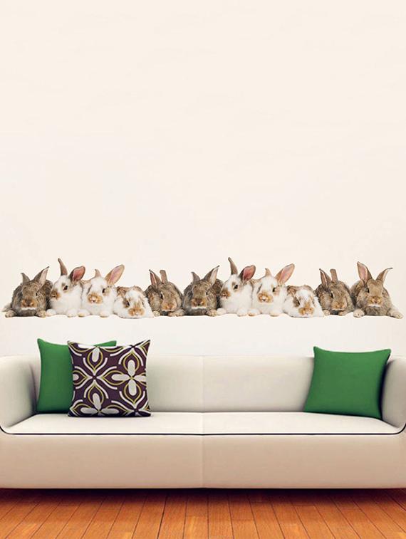 Rawpockets Wall Decals ' Living Room Rabbit Group ' Wall stickers (PVC Vinyl) Multicolour - 15733880 - Zoom Image - 1
