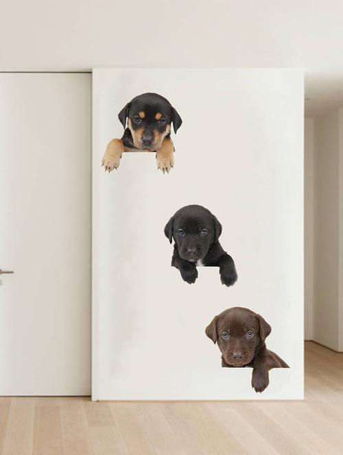 Rawpockets Wall Decals ' Living Room Dog Pose ' Wall stickers (PVC Vinyl) Multicolour - 15733881 - Standard Image - 1