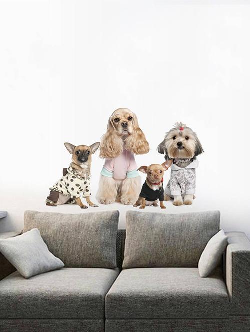 Rawpockets Wall Decals ' Cute Dog Family ' Wall stickers (PVC Vinyl) Multicolour - 15733884 - Standard Image - 1
